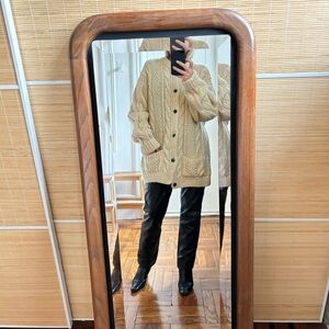 Handmade woolen cream chunky knit cardigan